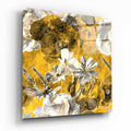 Golden Yellow Poppy And Daisy Bouquet Glass Wall Art