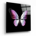 Pink And Violet Wings Butterfly Glass Wall Art