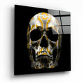 Gold Filigree White Skull Glass Wall Art