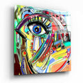 Vibrant Graffiti Eye Doodle Glass Wall Art