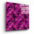 Magenta Marble Mermaid Scales Glass Wall Art