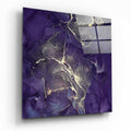 Purple and Gold Ink Marble Glass Wall Art