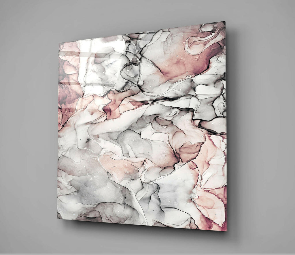 Blush Pink Ink Marble Glass Wall Art