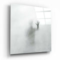 Hand Behind Misty Fog Silhouette Glass Wall Art