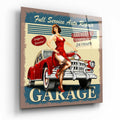 Retro Garage Auto Repair Poster Glass Wall Art