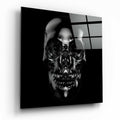 Glossy Black Chrome Skull Glass Wall Art