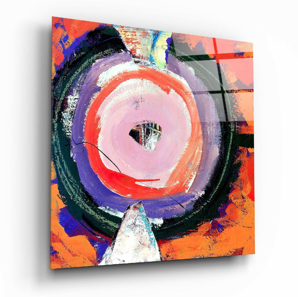 Orange And Violet Spiral Abstract Glass Wall Art