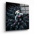 Astronaut Amid Red Eyed Skeletons Glass Wall Art