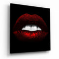 Glossy Red Lips White Teeth Glass Wall Art