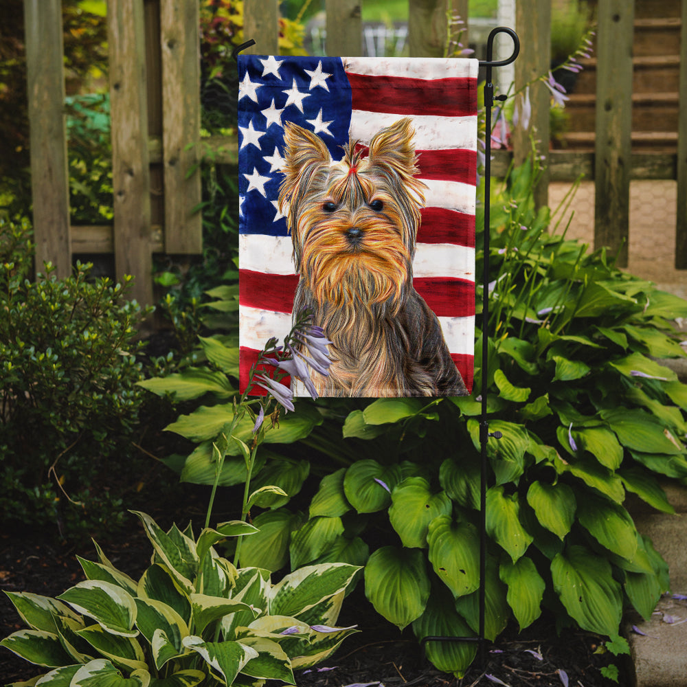 USA American Flag with Yorkie / Yorkshire Terrier Garden Flag Mailbox Decorative Yard Banner Outside Patio Artwork for Flower Beds, Garden Size, Multicolor