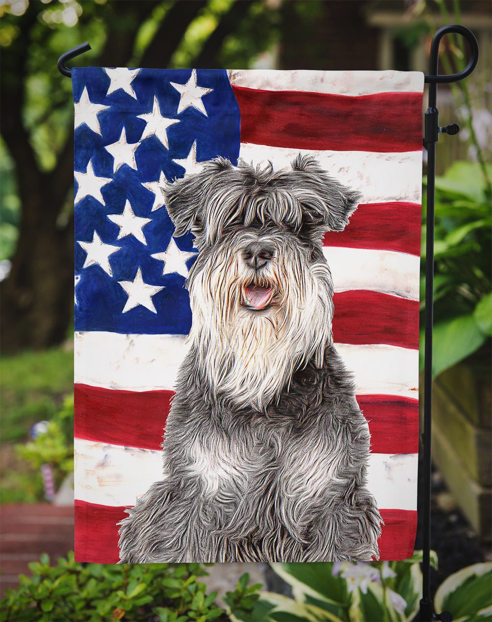 USA American Flag with Schnauzer Garden Flag Mailbox Decorative Yard Banner Outside Patio Artwork for Flower Beds, Garden Size, Multicolor