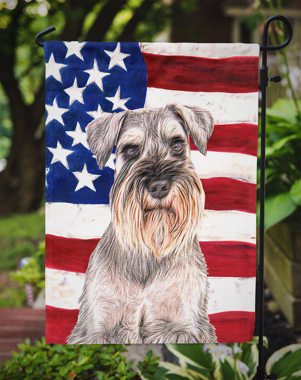 USA American Flag with Schnauzer Garden Flag Mailbox Decorative Yard Banner Outside Patio Artwork for Flower Beds, Garden Size, Multicolor