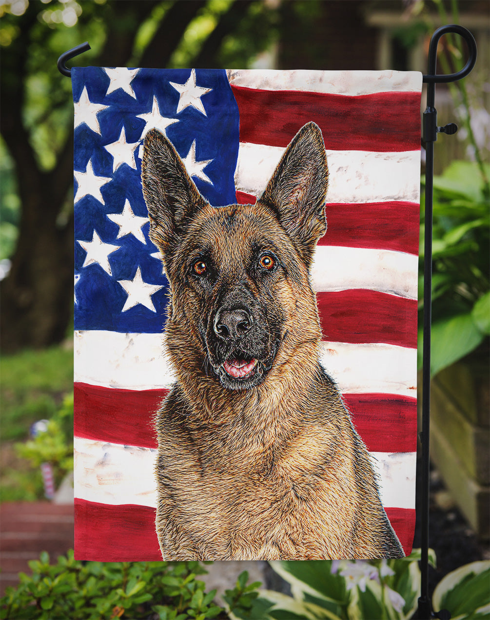 USA American Flag with German Shepherd Garden Flag Mailbox Decorative Yard Banner Outside Patio Artwork for Flower Beds, Garden Size, Multicolor