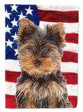 USA American Flag with Yorkie Puppy / Yorkshire Terrier Garden Flag Mailbox Decorative Yard Banner Outside Patio Artwork for Flower Beds, Garden Size, Multicolor