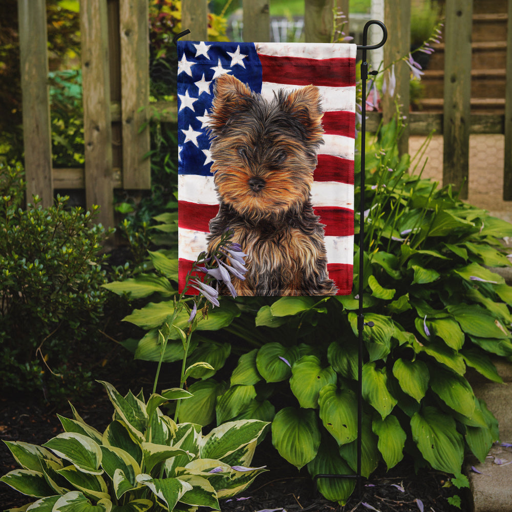 USA American Flag with Yorkie Puppy / Yorkshire Terrier Garden Flag Mailbox Decorative Yard Banner Outside Patio Artwork for Flower Beds, Garden Size, Multicolor