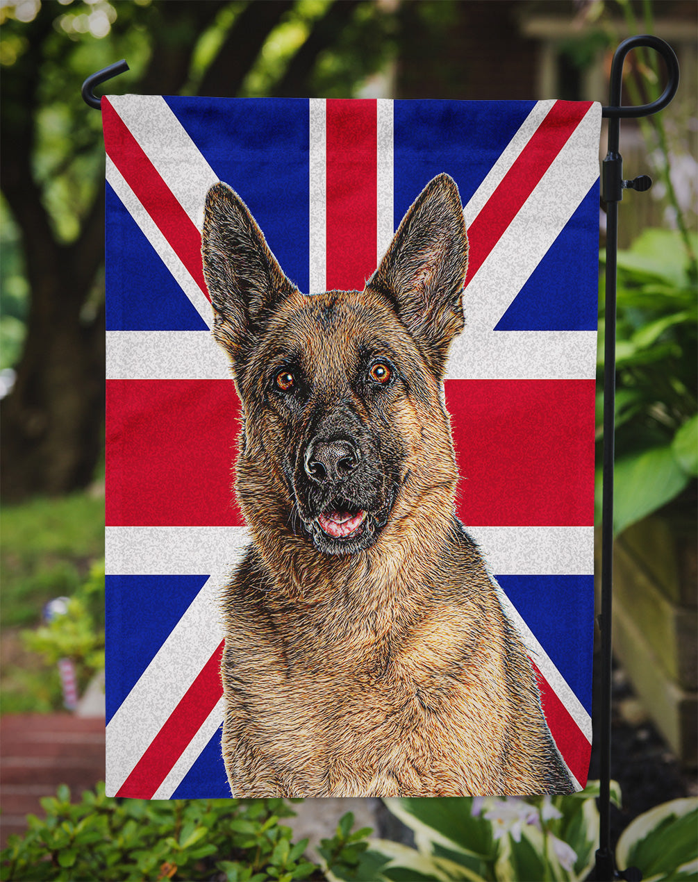 German Shepherd with English Union Jack British Flag Garden Flag Mailbox Decorative Yard Banner Outside Patio Artwork for Flower Beds, Garden Size, Multicolor