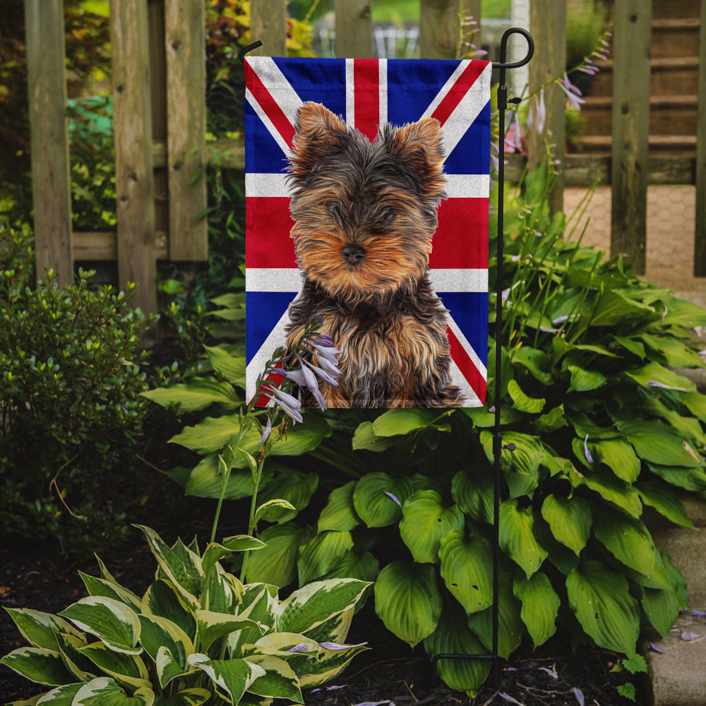Yorkie Puppy / Yorkshire Terrier with English Union Jack British Flag Garden Flag Mailbox Decorative Yard Banner Outside Patio Artwork for Flower Beds, Garden Size, Multicolor