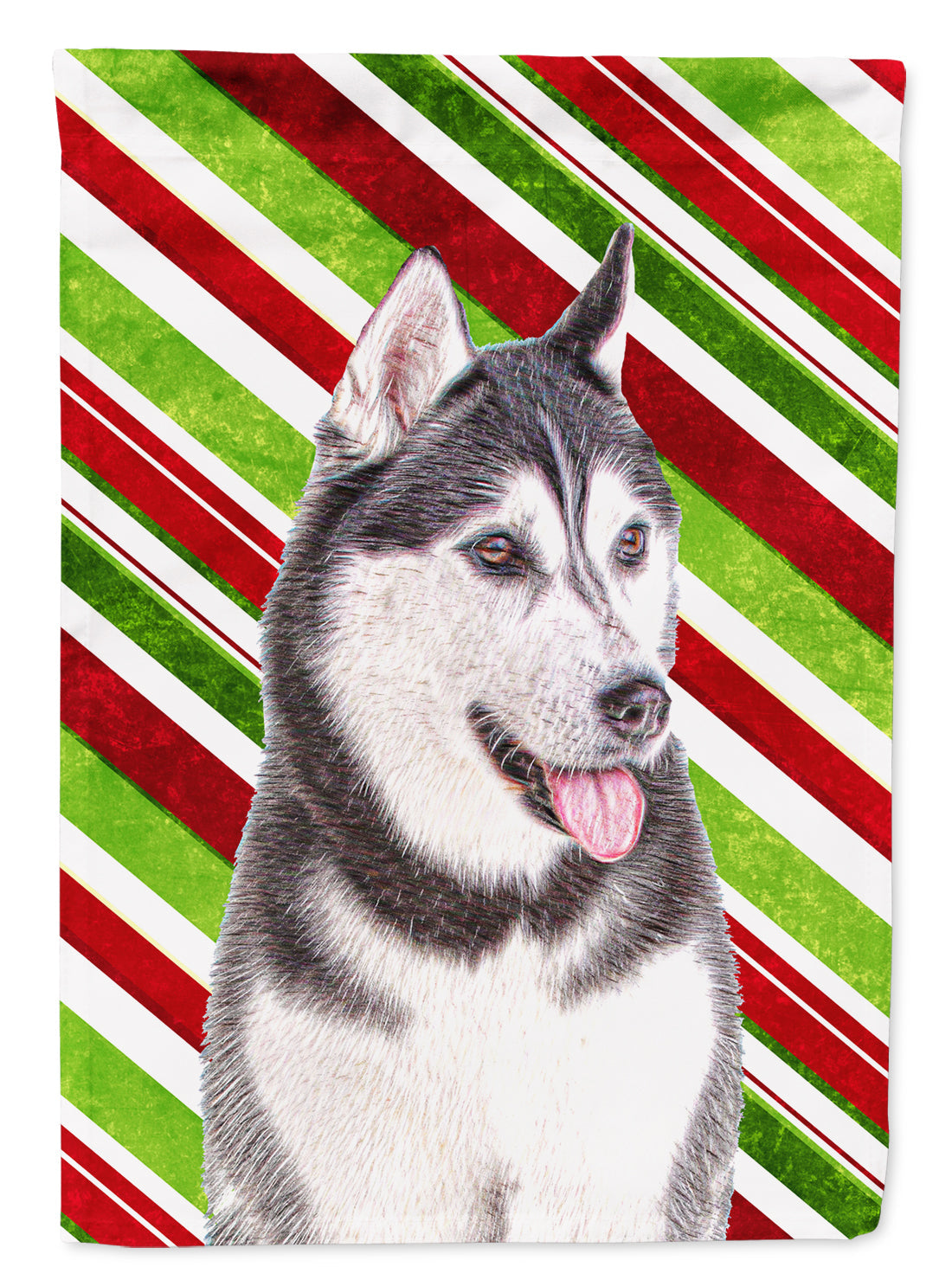 Candy Cane Holiday Christmas Alaskan Malamute Garden Flag Mailbox Decorative Yard Banner Outside Patio Artwork for Flower Beds, Garden Size, Multicolor
