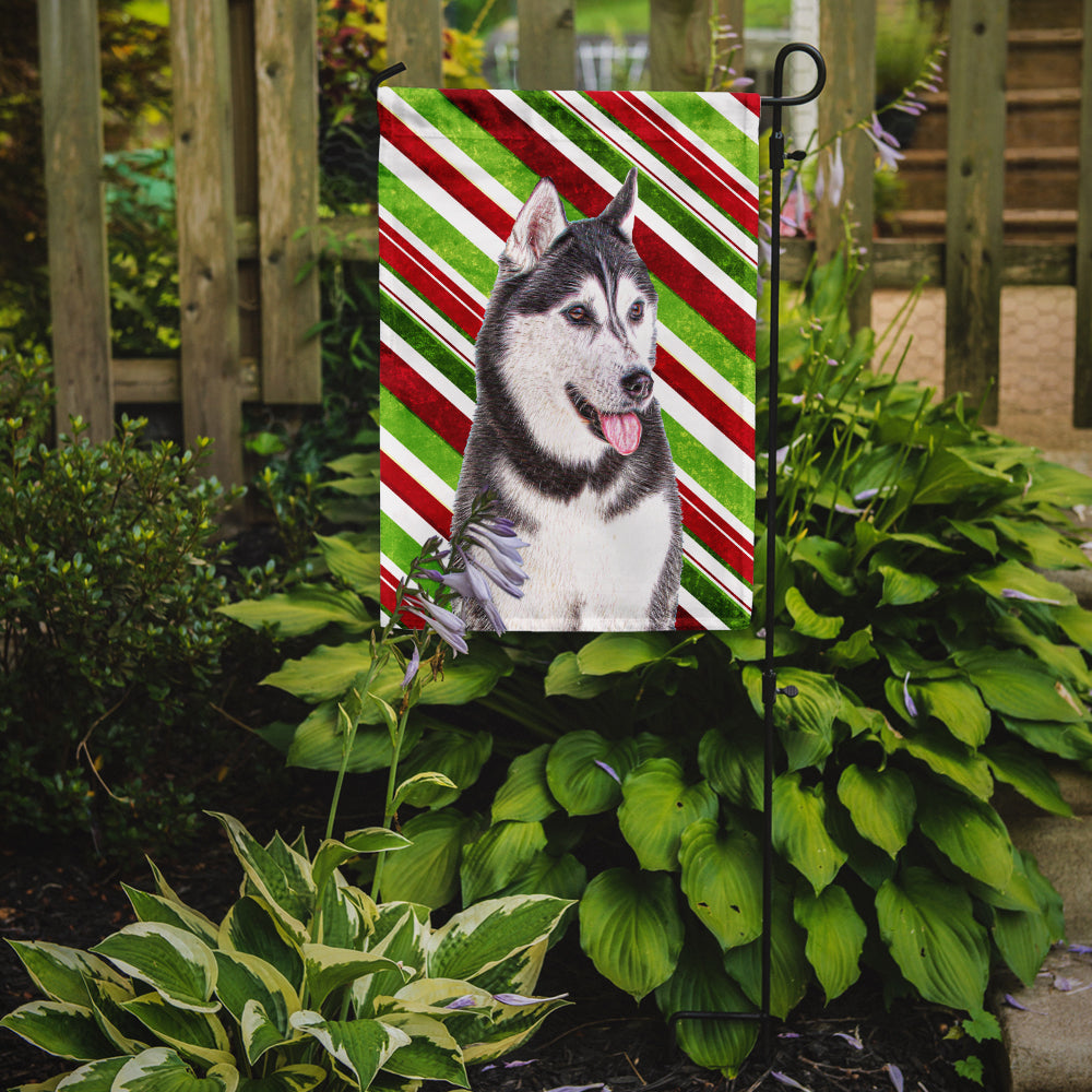 Candy Cane Holiday Christmas Alaskan Malamute Garden Flag Mailbox Decorative Yard Banner Outside Patio Artwork for Flower Beds, Garden Size, Multicolor