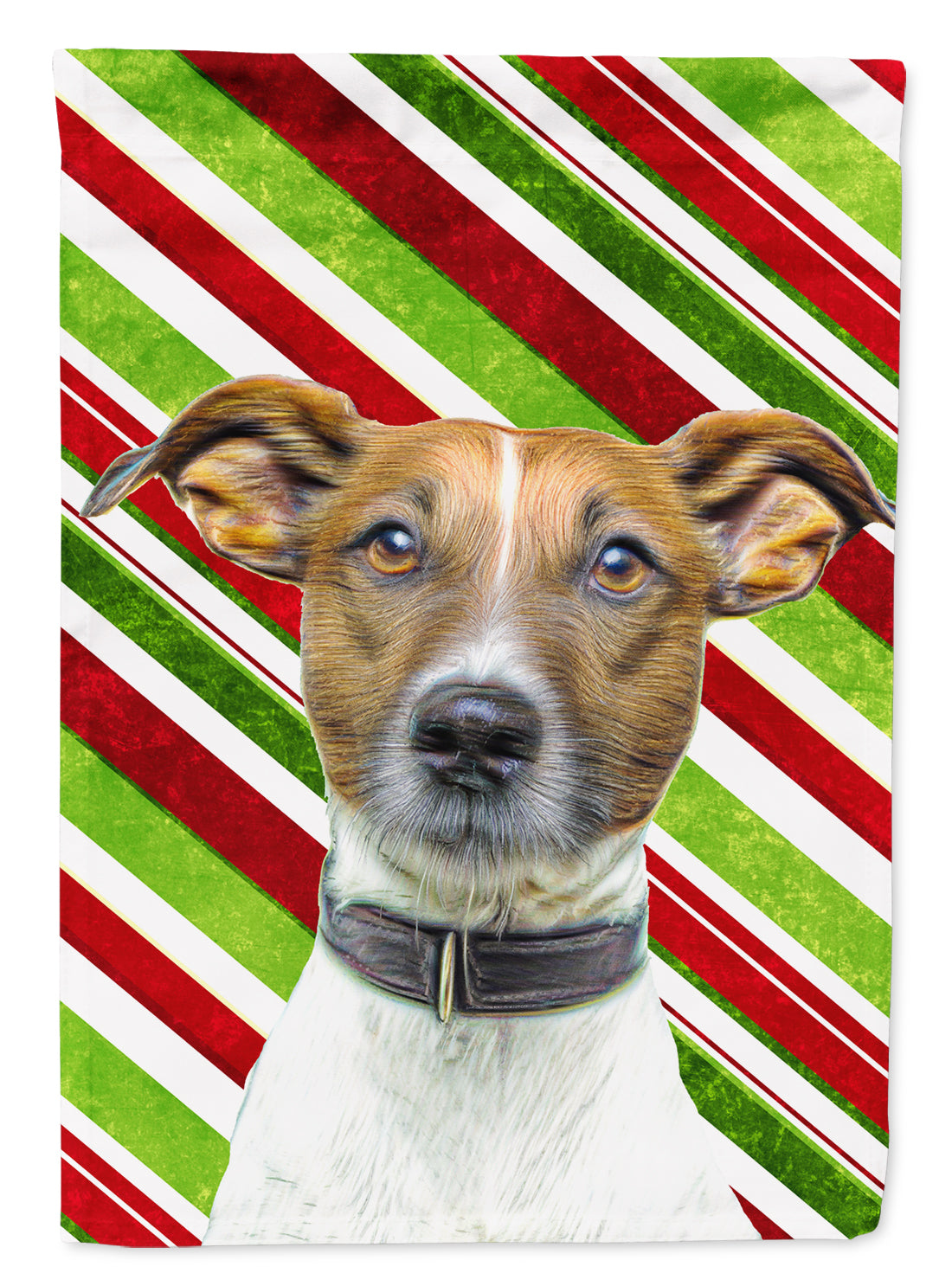 Candy Cane Holiday Christmas Jack Russell Terrier Garden Flag Mailbox Decorative Yard Banner Outside Patio Artwork for Flower Beds, Garden Size, Multicolor