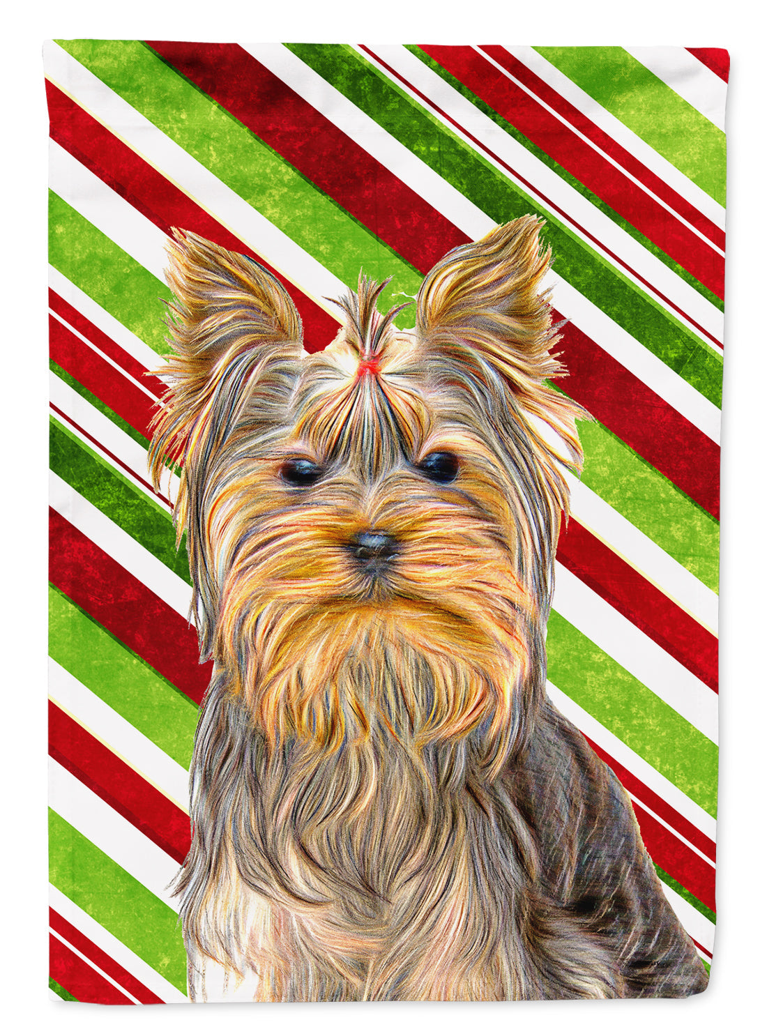 Candy Cane Holiday Christmas Yorkie / Yorkshire Terrier Garden Flag Mailbox Decorative Yard Banner Outside Patio Artwork for Flower Beds, Garden Size, Multicolor