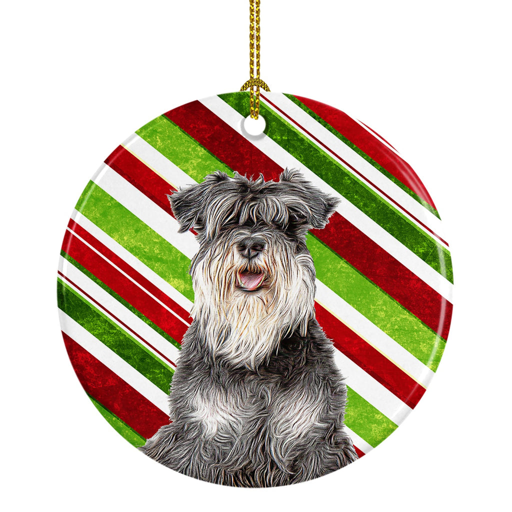 Candy Cane Holiday Christmas Schnauzer Ceramic Ornament Christmas Tree Hanging Decorations for Home Christmas Holiday, Party, Gift, 3 in, Multicolor