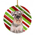 Candy Cane Holiday Christmas Schnauzer Ceramic Ornament Christmas Tree Hanging Decorations for Home Christmas Holiday, Party, Gift, 3 in, Multicolor