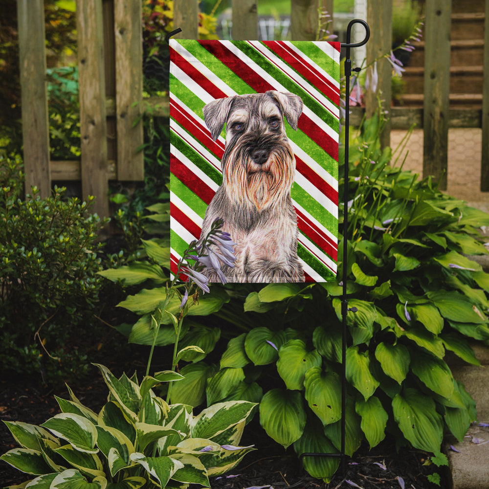 Candy Cane Holiday Christmas Schnauzer Garden Flag Mailbox Decorative Yard Banner Outside Patio Artwork for Flower Beds, Garden Size, Multicolor