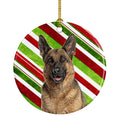 Candy Cane Holiday Christmas German Shepherd Ceramic Ornament Christmas Tree Hanging Decorations for Home Christmas Holiday, Party, Gift, 3 in, Multicolor