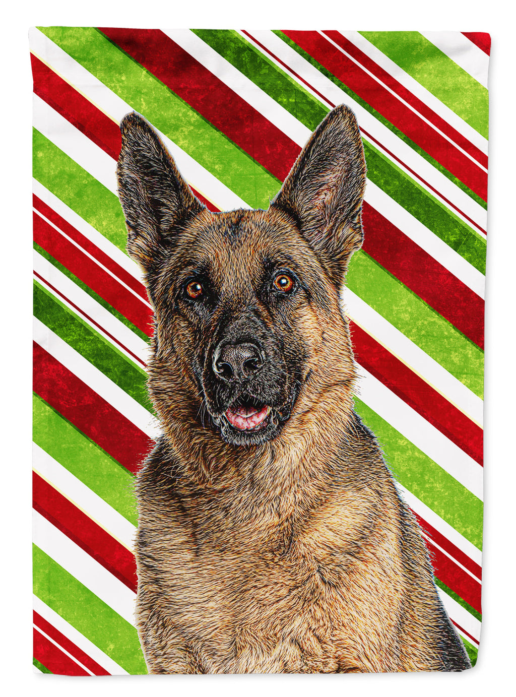 Candy Cane Holiday Christmas German Shepherd Garden Flag Mailbox Decorative Yard Banner Outside Patio Artwork for Flower Beds, Garden Size, Multicolor