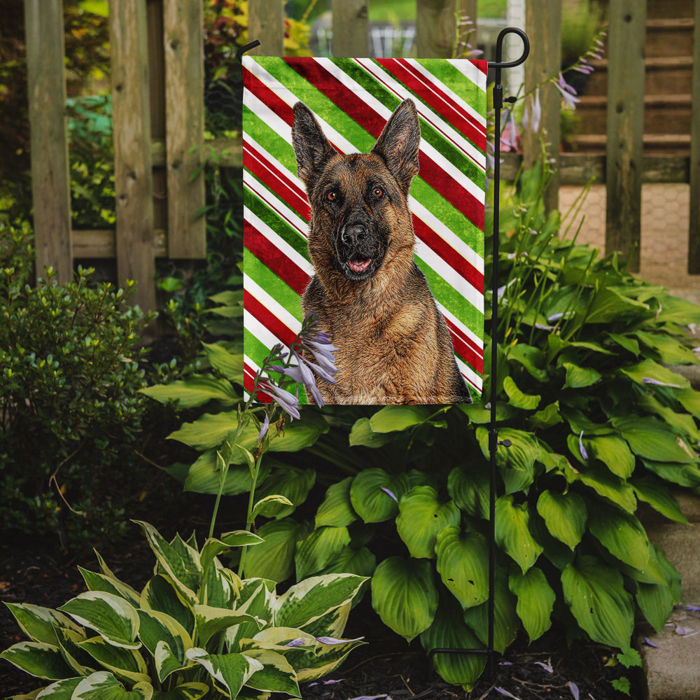 Candy Cane Holiday Christmas German Shepherd Garden Flag Mailbox Decorative Yard Banner Outside Patio Artwork for Flower Beds, Garden Size, Multicolor