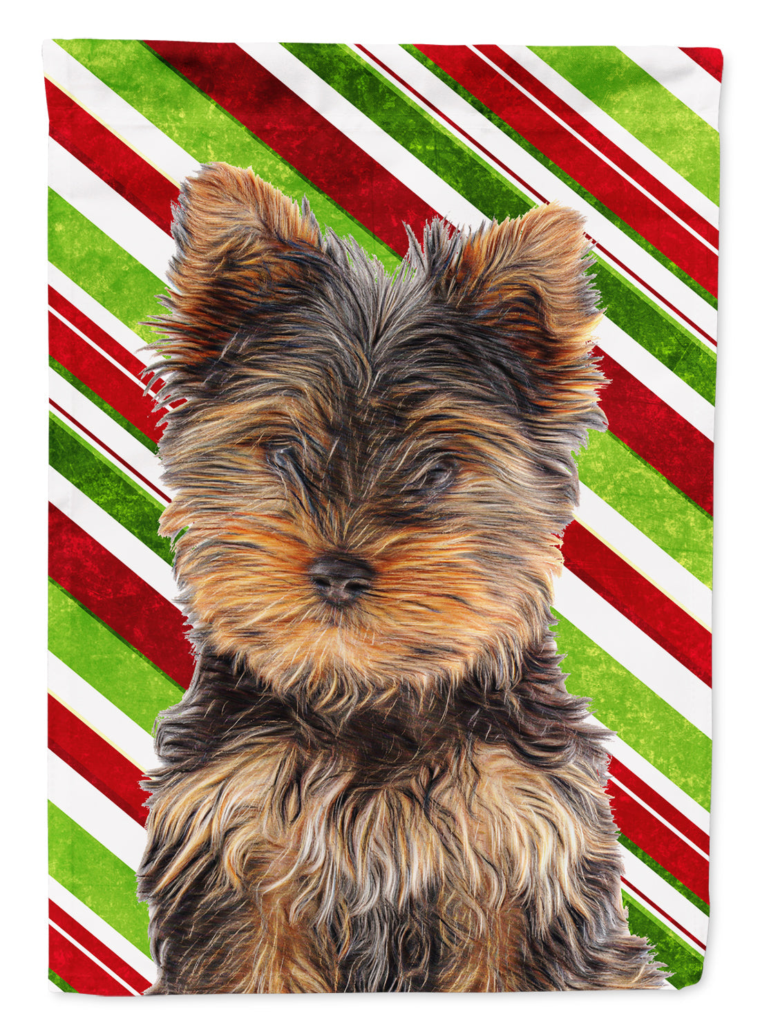Candy Cane Holiday Christmas Yorkie Puppy / Yorkshire Terrier Garden Flag Mailbox Decorative Yard Banner Outside Patio Artwork for Flower Beds, Garden Size, Multicolor