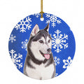 Winter Snowflakes Holiday Alaskan Malamute Ceramic Ornament Christmas Tree Hanging Decorations for Home Christmas Holiday, Party, Gift, 3 in, Multicolor