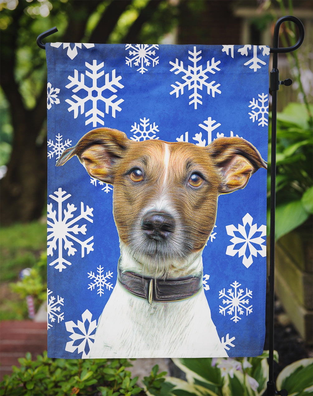 Winter Snowflakes Holiday Jack Russell Terrier Garden Flag Mailbox Decorative Yard Banner Outside Patio Artwork for Flower Beds, Garden Size, Multicolor