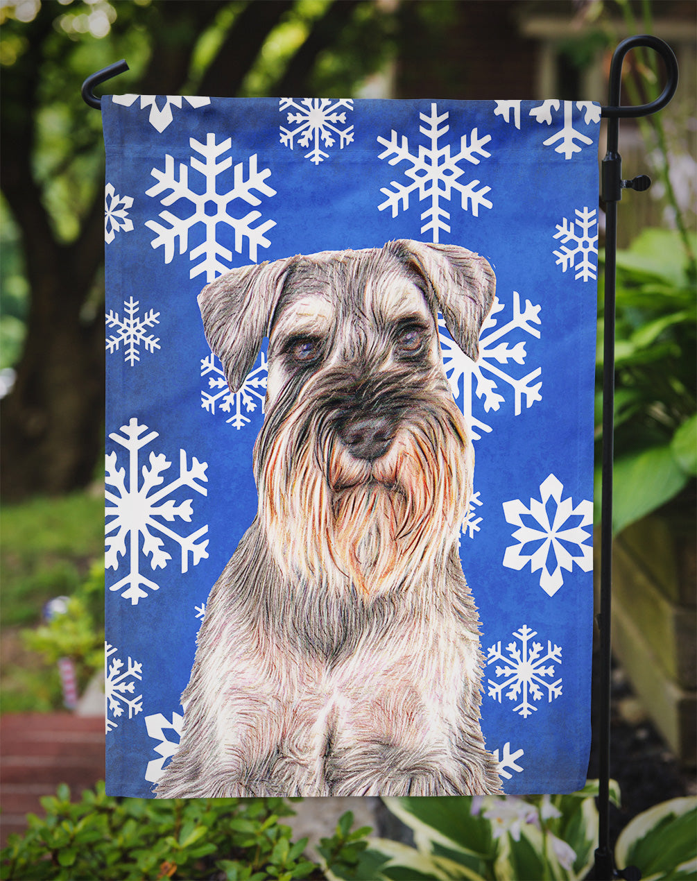 Winter Snowflakes Holiday Schnauzer Garden Flag Mailbox Decorative Yard Banner Outside Patio Artwork for Flower Beds, Garden Size, Multicolor