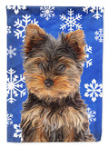 Winter Snowflakes Holiday Yorkie Puppy / Yorkshire Terrier Garden Flag Mailbox Decorative Yard Banner Outside Patio Artwork for Flower Beds, Garden Size, Multicolor