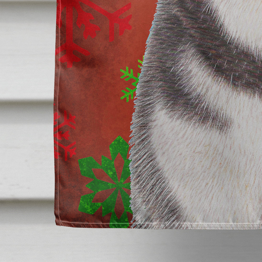 Red Snowflakes Holiday Christmas Alaskan Malamute House Flag 28x40 Porch Sleeve Pole Decorative Outside Yard Banner Artwork Wall Hanging, Polyester