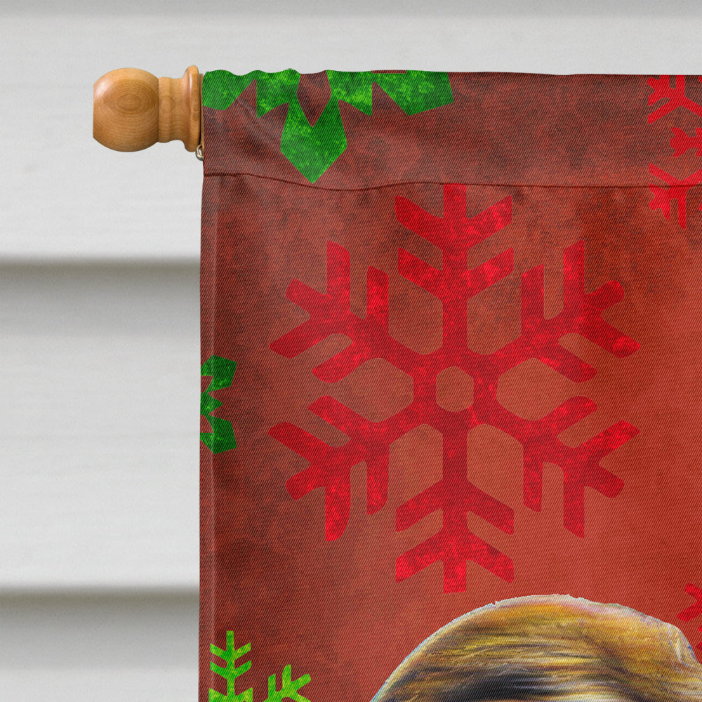 Red Snowflakes Holiday Christmas Jack Russell Terrier House Flag 28x40 Porch Sleeve Pole Decorative Outside Yard Banner Artwork Wall Hanging, Polyester