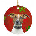 Red Snowflakes Holiday Christmas  Jack Russell Terrier Ceramic Ornament Christmas Tree Hanging Decorations for Home Christmas Holiday, Party, Gift, 3 in, Multicolor