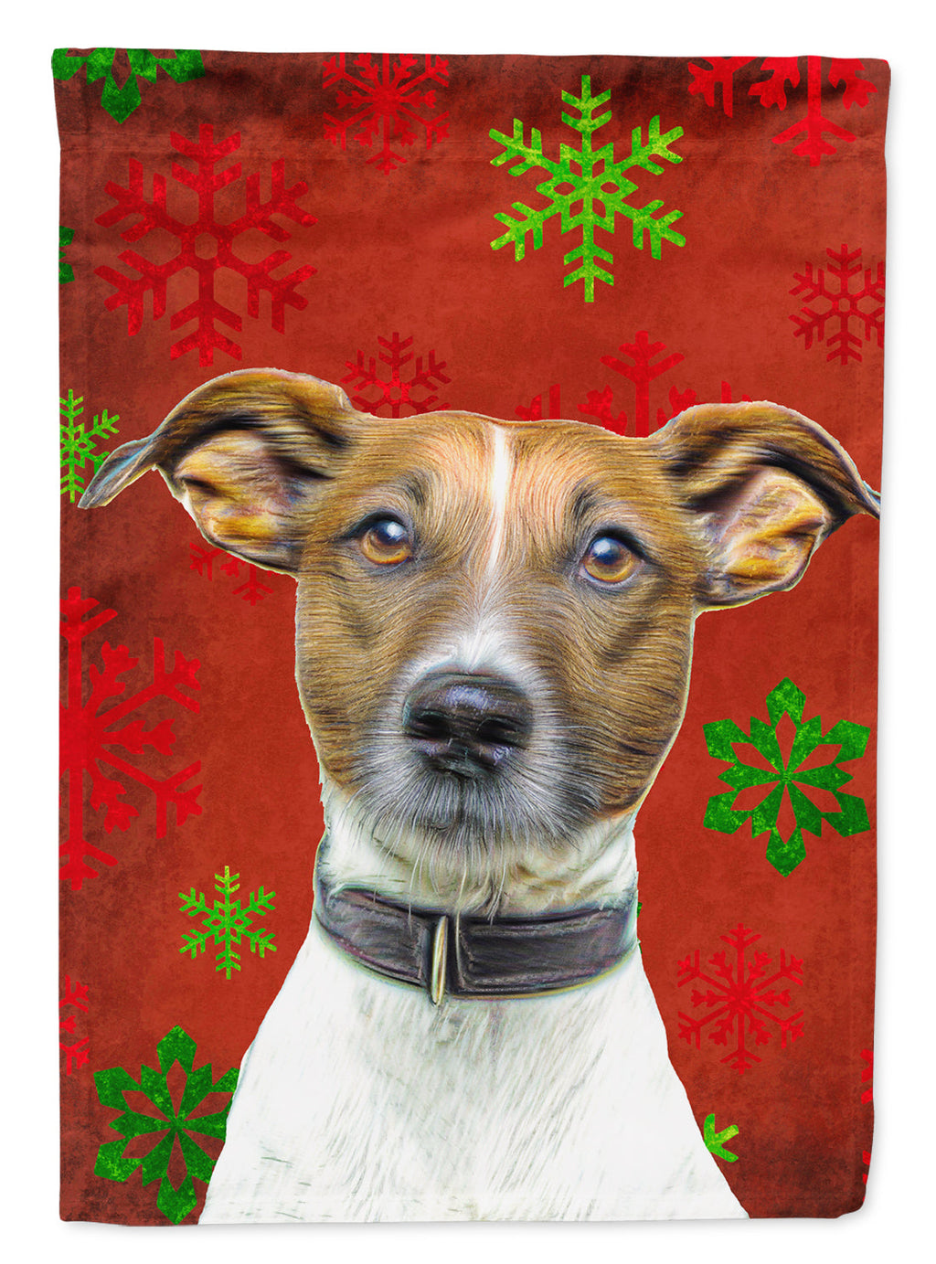 Red Snowflakes Holiday Christmas  Jack Russell Terrier Garden Flag Mailbox Decorative Yard Banner Outside Patio Artwork for Flower Beds, Garden Size, Multicolor