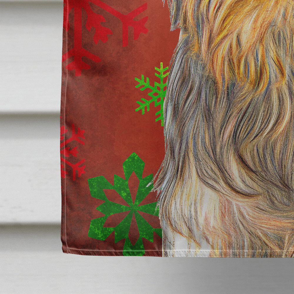 Red Snowflakes Holiday Christmas Yorkie / Yorkshire Terrier House Flag 28x40 Porch Sleeve Pole Decorative Outside Yard Banner Artwork Wall Hanging, Polyester