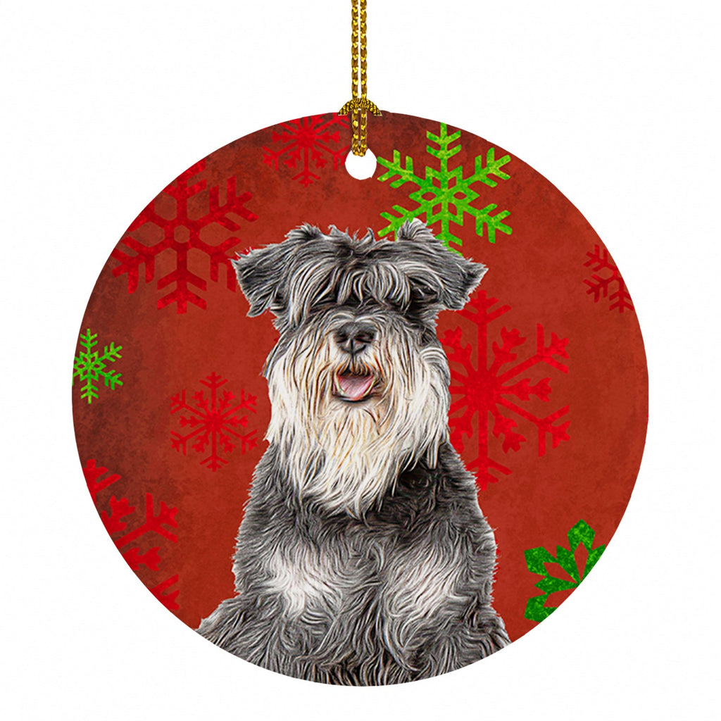 Red Snowflakes Holiday Christmas  Schnauzer Ceramic Ornament Christmas Tree Hanging Decorations for Home Christmas Holiday, Party, Gift, 3 in, Multicolor