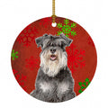 Red Snowflakes Holiday Christmas  Schnauzer Ceramic Ornament Christmas Tree Hanging Decorations for Home Christmas Holiday, Party, Gift, 3 in, Multicolor