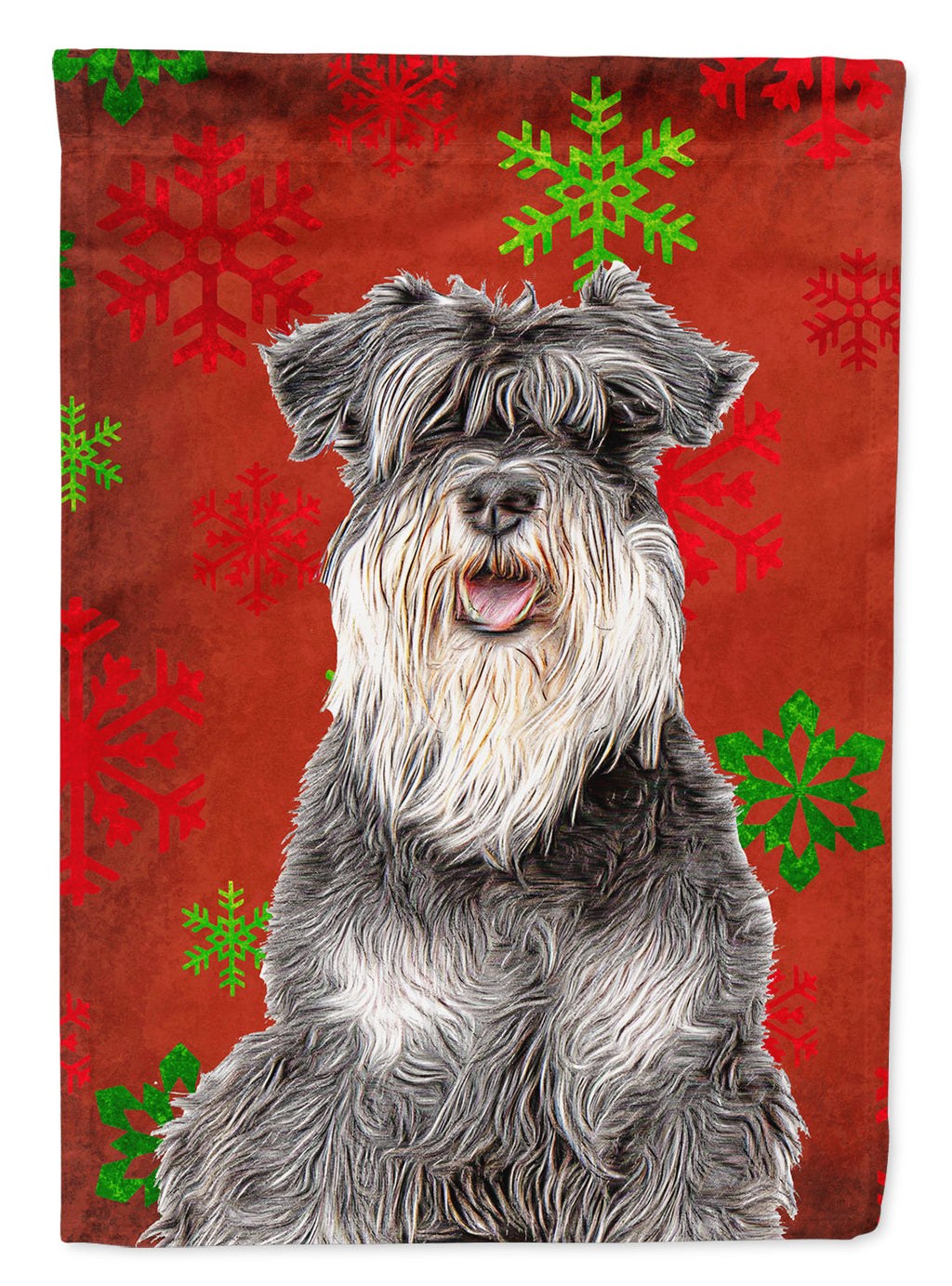 Red Snowflakes Holiday Christmas  Schnauzer Garden Flag Mailbox Decorative Yard Banner Outside Patio Artwork for Flower Beds, Garden Size, Multicolor