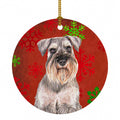 Red Snowflakes Holiday Christmas  Schnauzer Ceramic Ornament Christmas Tree Hanging Decorations for Home Christmas Holiday, Party, Gift, 3 in, Multicolor