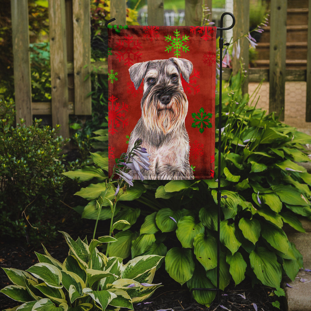 Red Snowflakes Holiday Christmas  Schnauzer Garden Flag Mailbox Decorative Yard Banner Outside Patio Artwork for Flower Beds, Garden Size, Multicolor