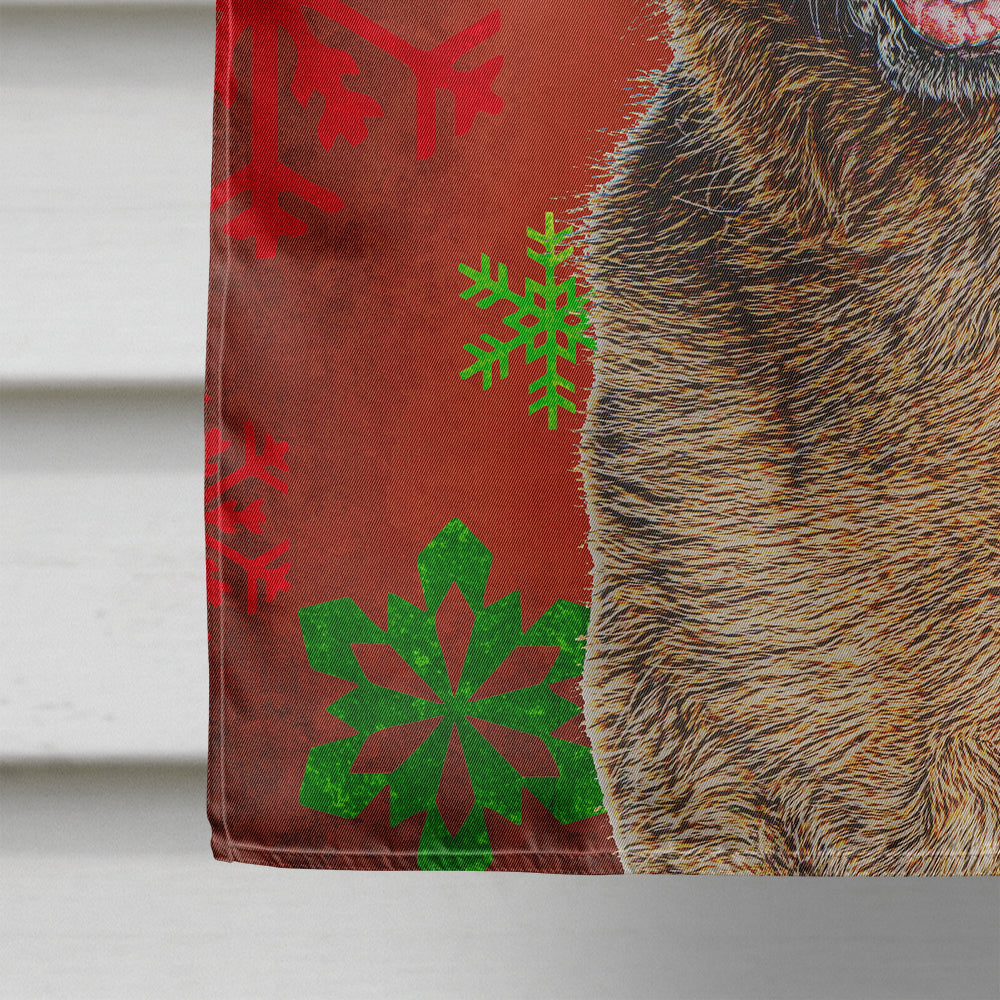 Red Snowflakes Holiday Christmas German Shepherd House Flag 28x40 Porch Sleeve Pole Decorative Outside Yard Banner Artwork Wall Hanging, Polyester