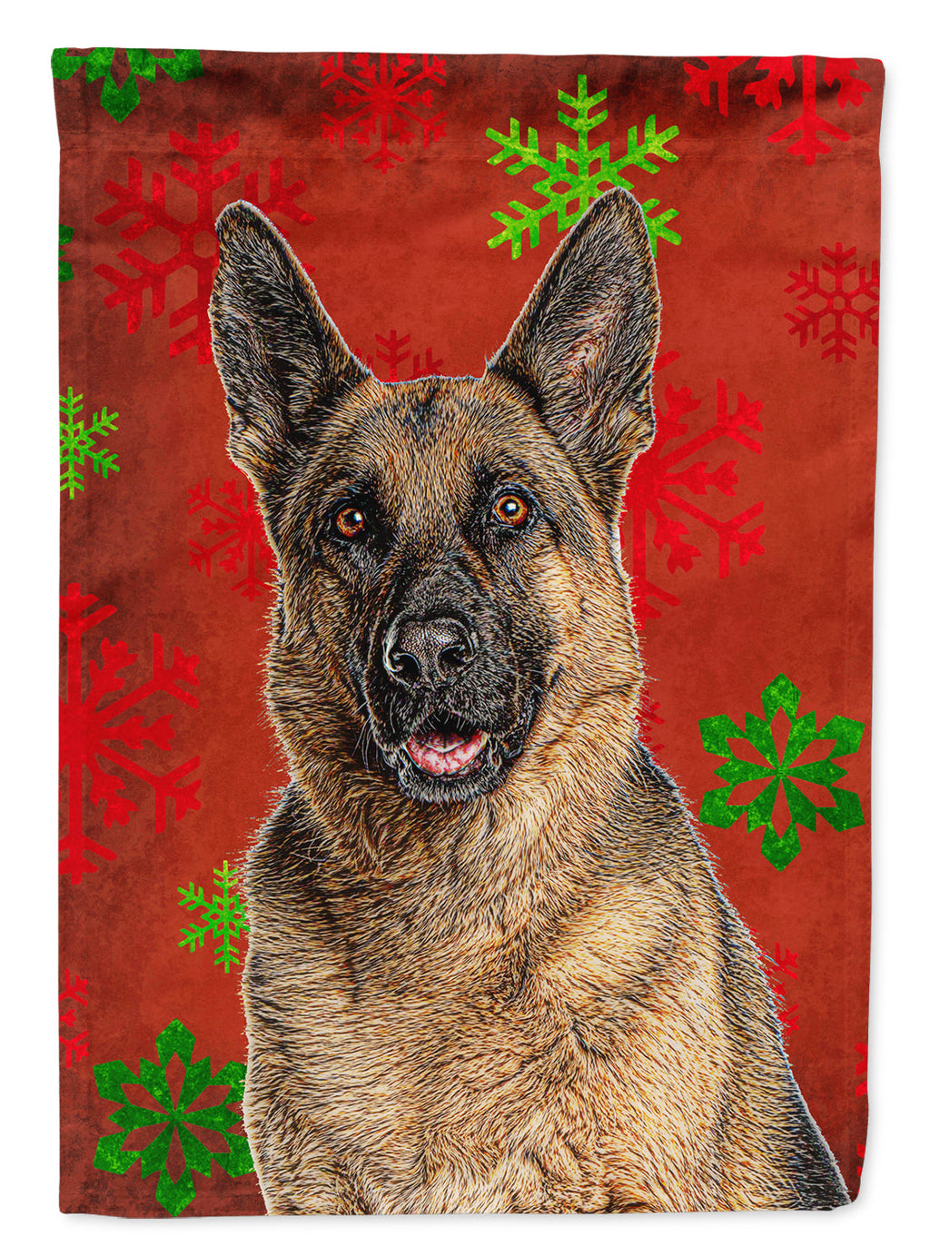 Red Snowflakes Holiday Christmas  German Shepherd Garden Flag Mailbox Decorative Yard Banner Outside Patio Artwork for Flower Beds, Garden Size, Multicolor
