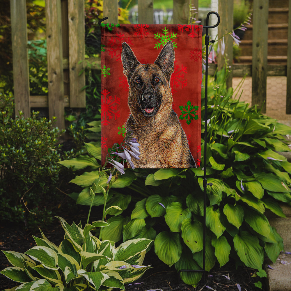 Red Snowflakes Holiday Christmas  German Shepherd Garden Flag Mailbox Decorative Yard Banner Outside Patio Artwork for Flower Beds, Garden Size, Multicolor