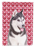 Hearts Love and Valentine's Day Alaskan Malamute Garden Flag Mailbox Decorative Yard Banner Outside Patio Artwork for Flower Beds, Garden Size, Multicolor